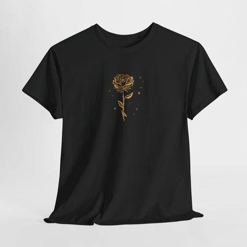 Alhamdulillah Golden Rose Tee — Islamic Calligraphy Floral Graphic Shirt. Ramadan special