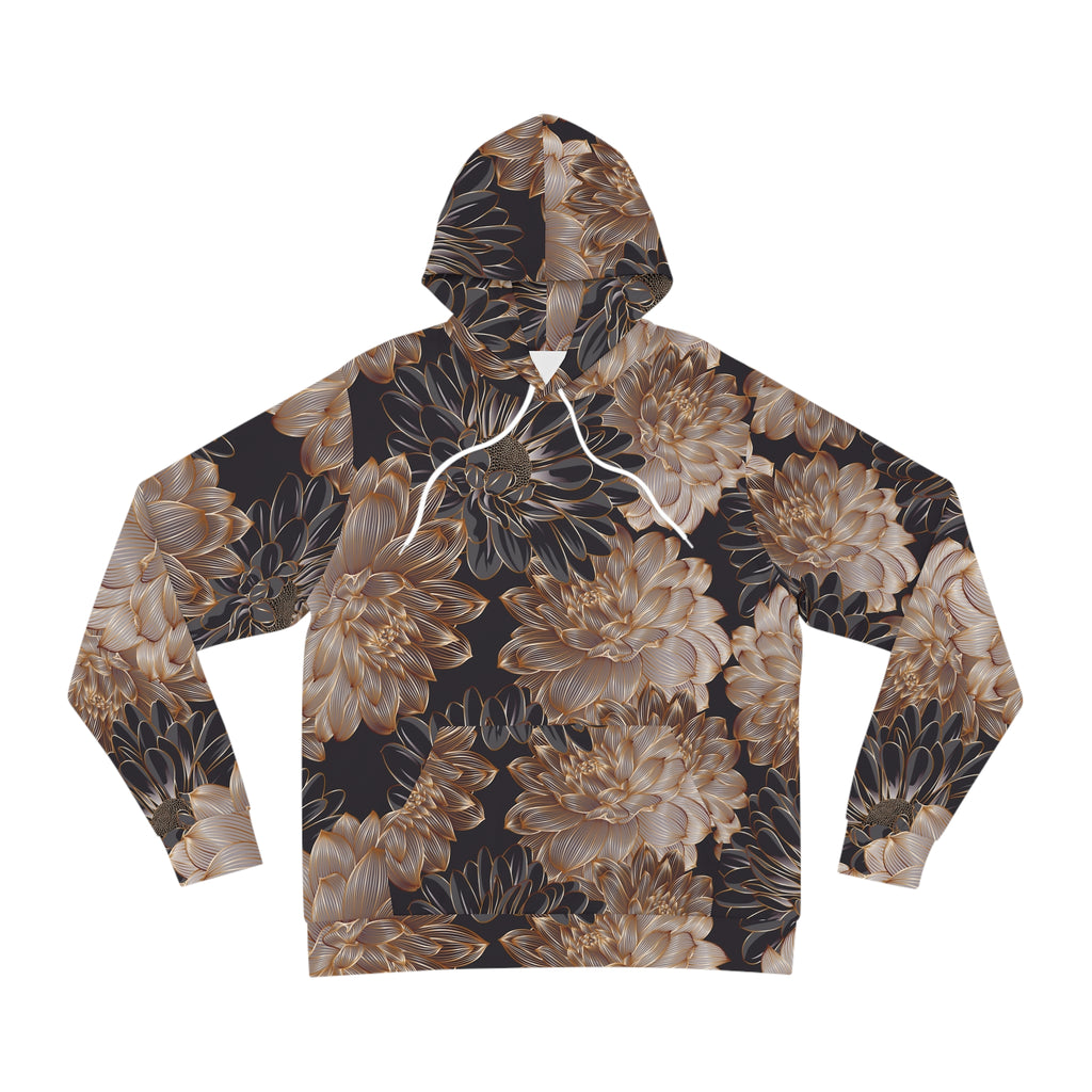 Floral Satin Chrysanthemum Hoodie    All-Over-Print Fashion Pullover