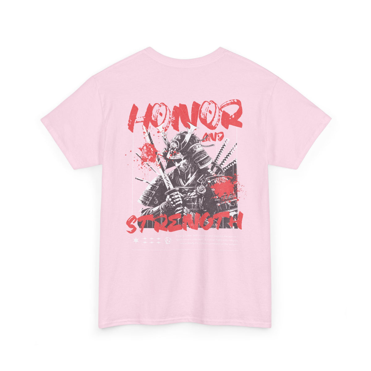 Honor and Strength Samurai T‑Shirt    Red Kanji Graphic Tee