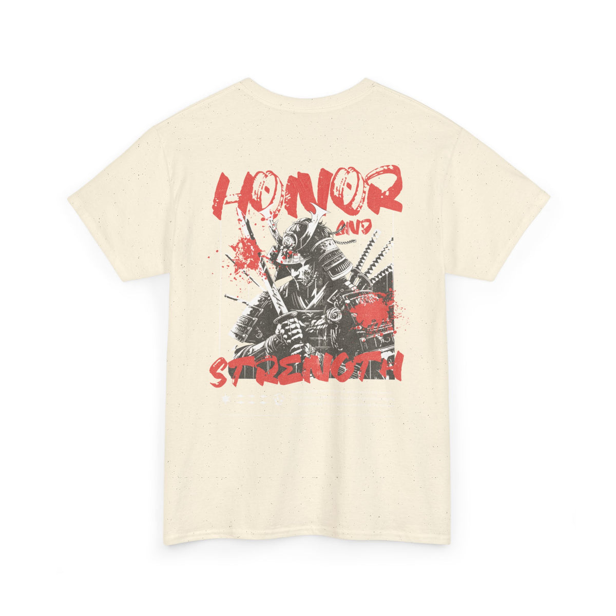 Honor and Strength Samurai T‑Shirt    Red Kanji Graphic Tee