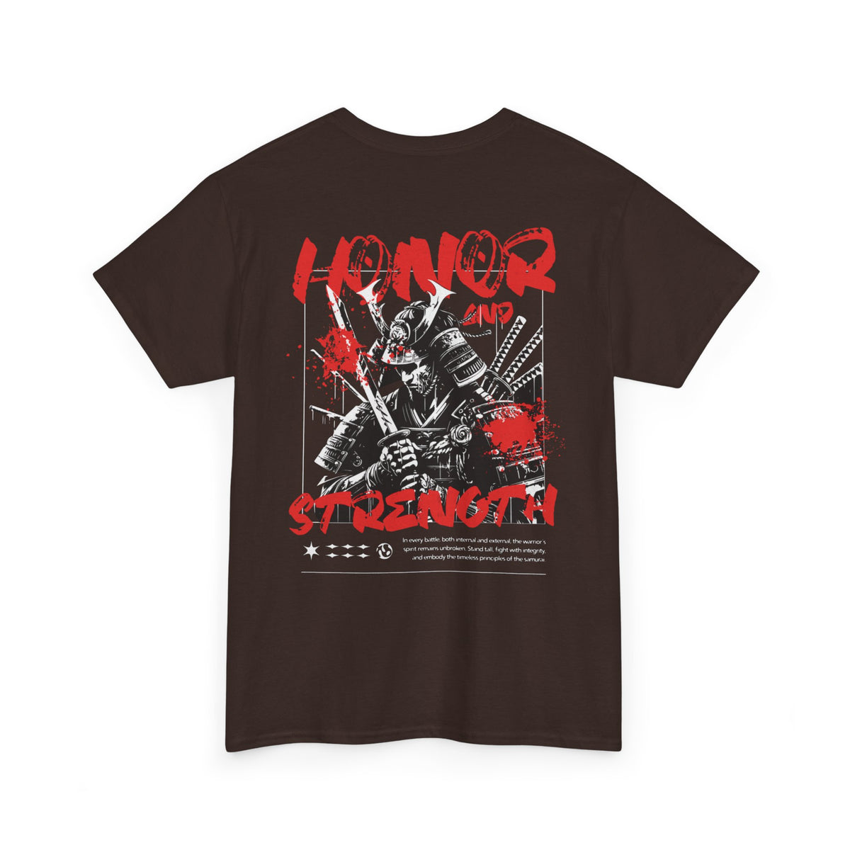 Honor and Strength Samurai T‑Shirt    Red Kanji Graphic Tee
