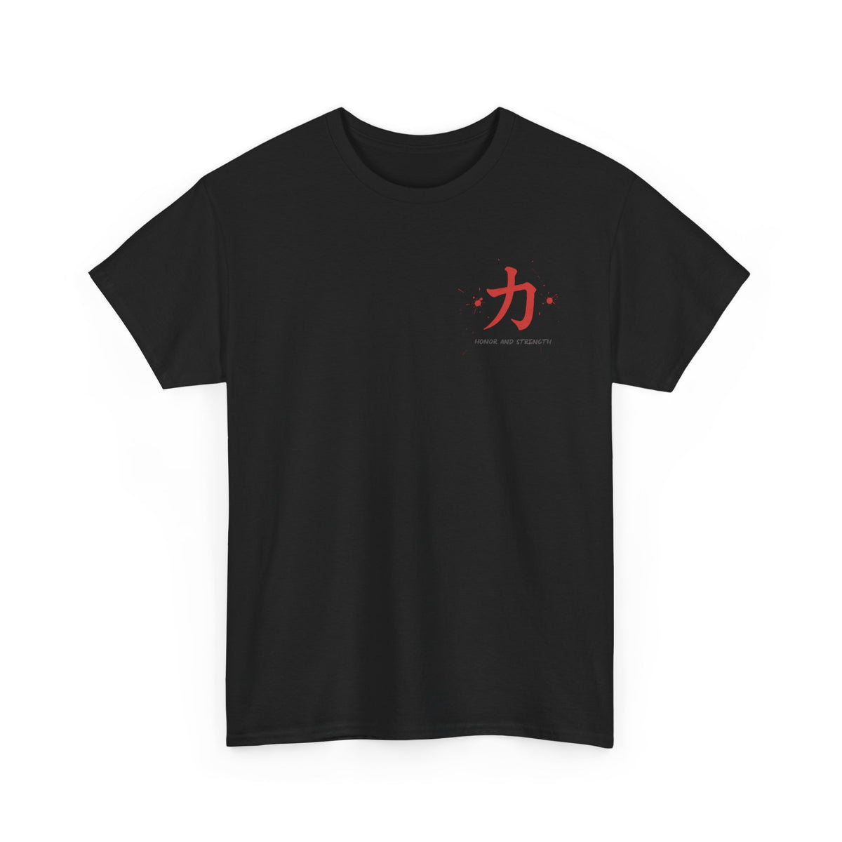 Honor and Strength Samurai T‑Shirt    Red Kanji Graphic Tee