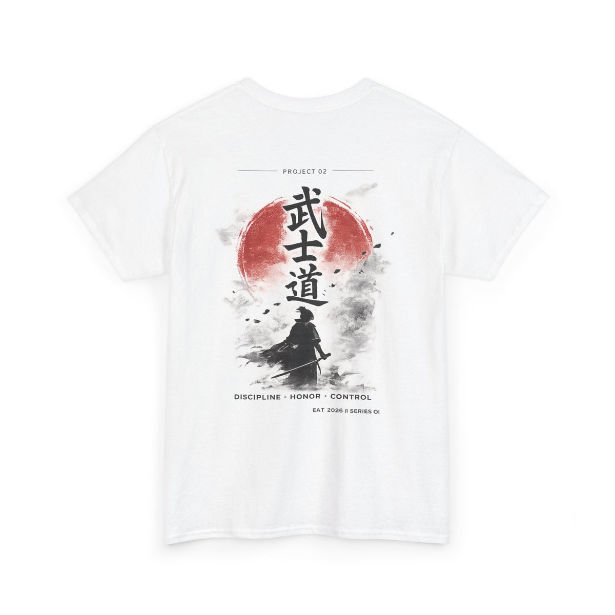 Samurai Tee    Bushido Warrior Shirt with Red Sun Design