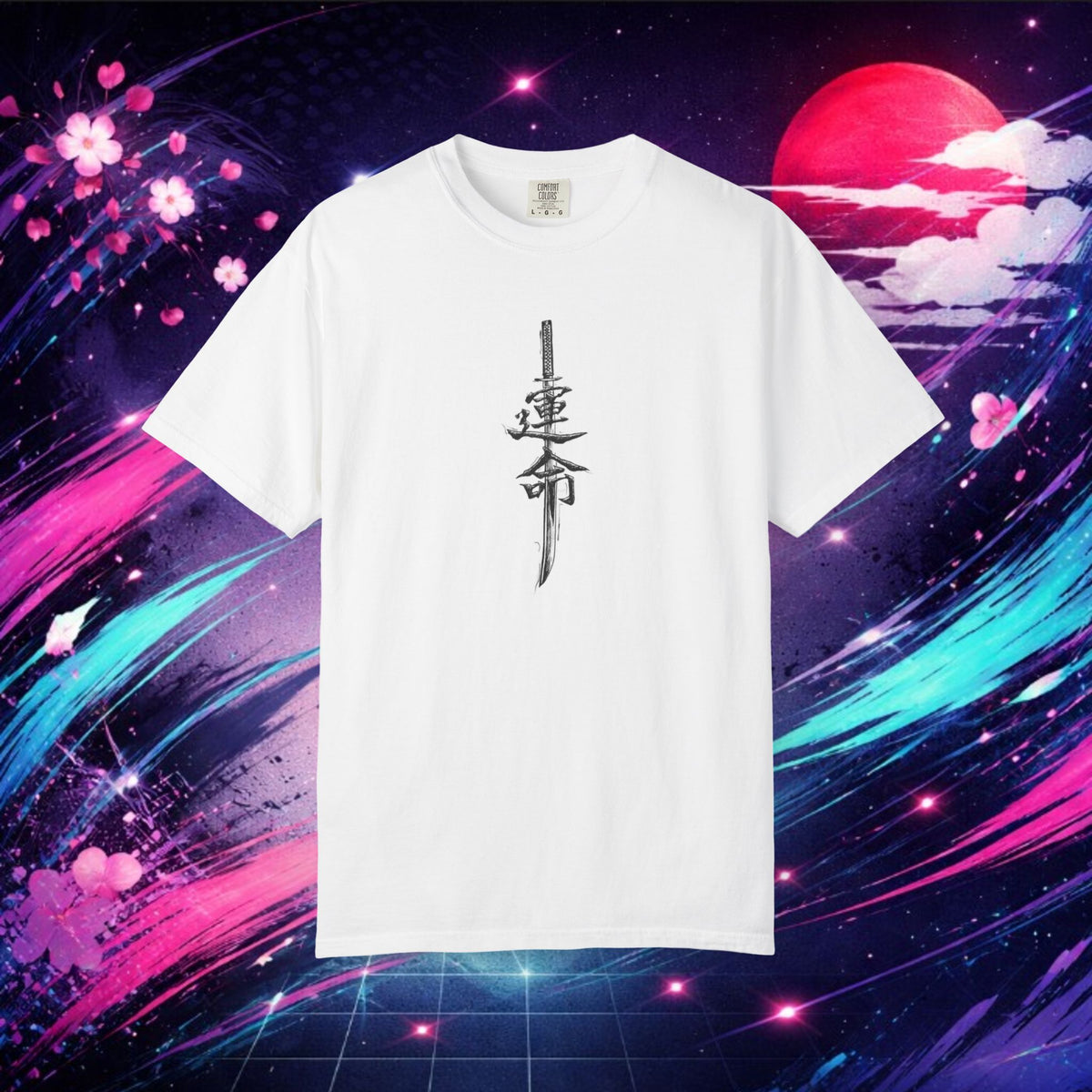 Destiny Samurai Tee — Sword & Cherry Blossom Japanese Calligraphy T-Shirt 🔥