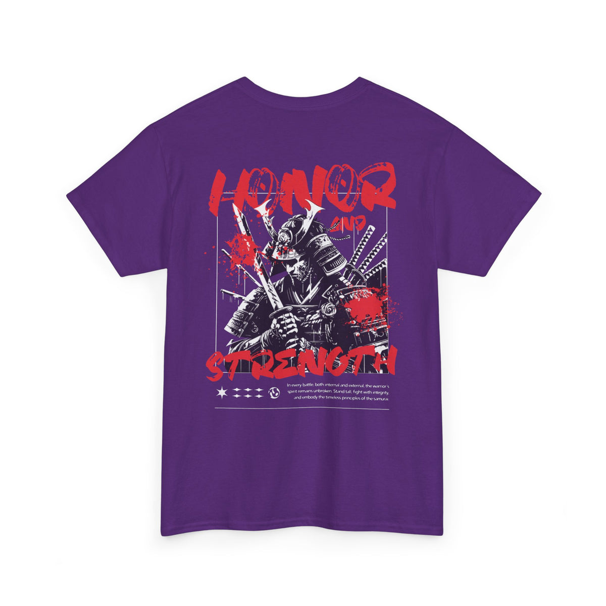 Honor and Strength Samurai T‑Shirt    Red Kanji Graphic Tee