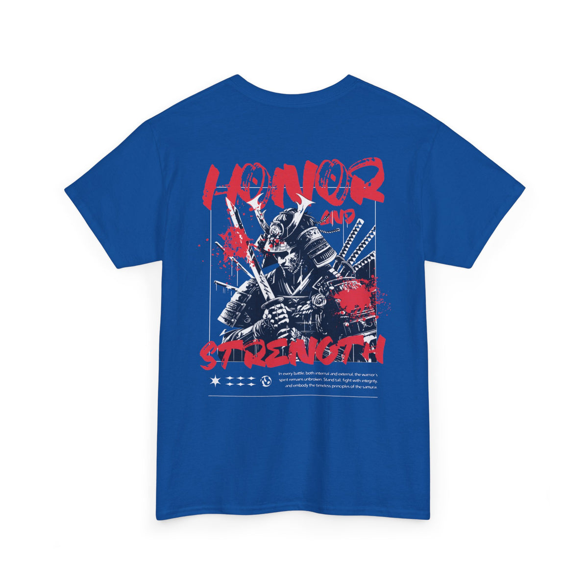 Honor and Strength Samurai T‑Shirt    Red Kanji Graphic Tee