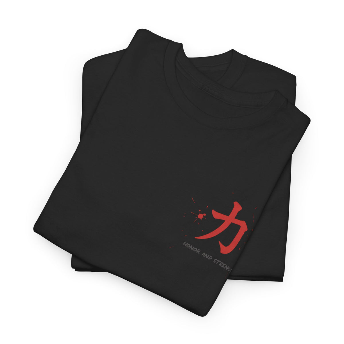 Honor and Strength Samurai T‑Shirt    Red Kanji Graphic Tee