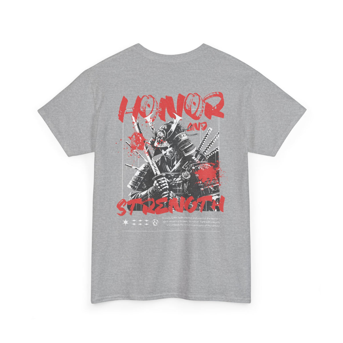 Honor and Strength Samurai T‑Shirt    Red Kanji Graphic Tee