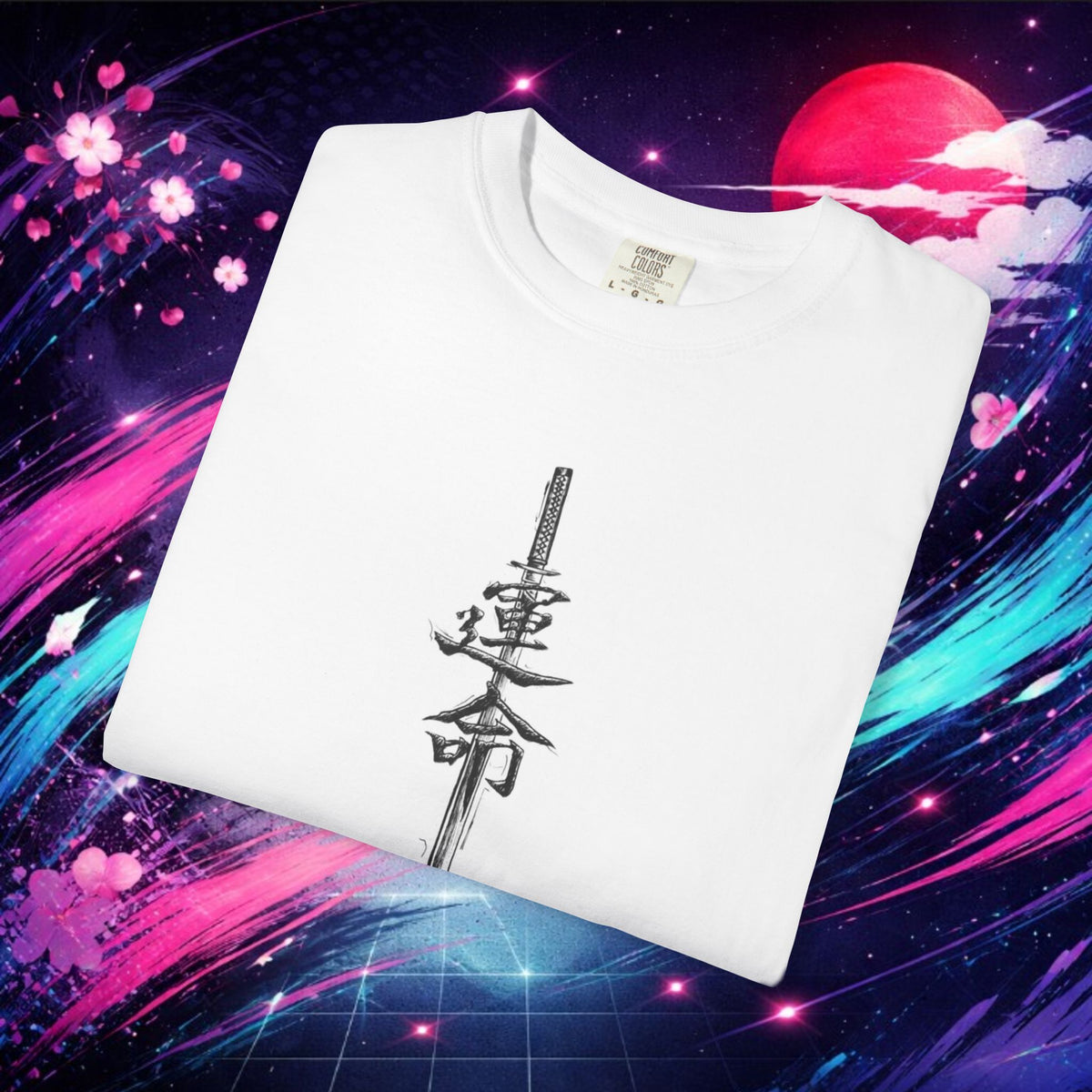 Destiny Samurai Tee — Sword & Cherry Blossom Japanese Calligraphy T-Shirt 🔥