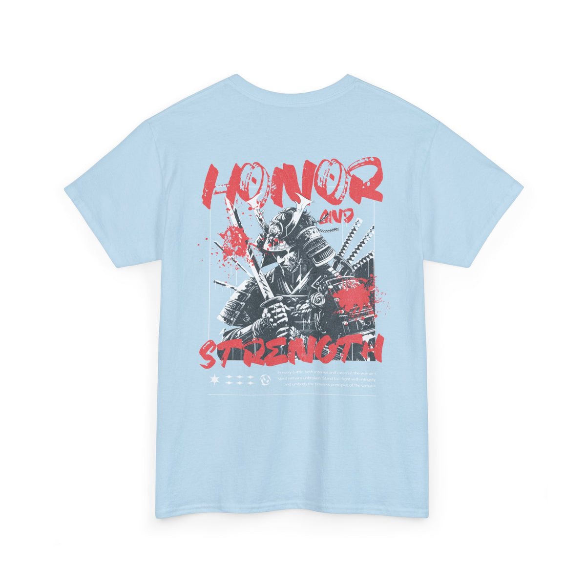 Honor and Strength Samurai T‑Shirt    Red Kanji Graphic Tee