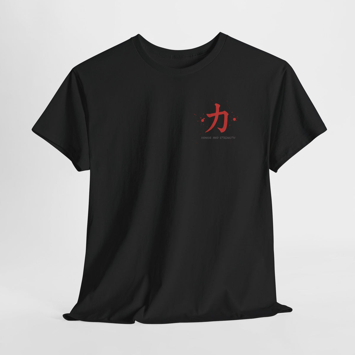 Honor and Strength Samurai T‑Shirt    Red Kanji Graphic Tee
