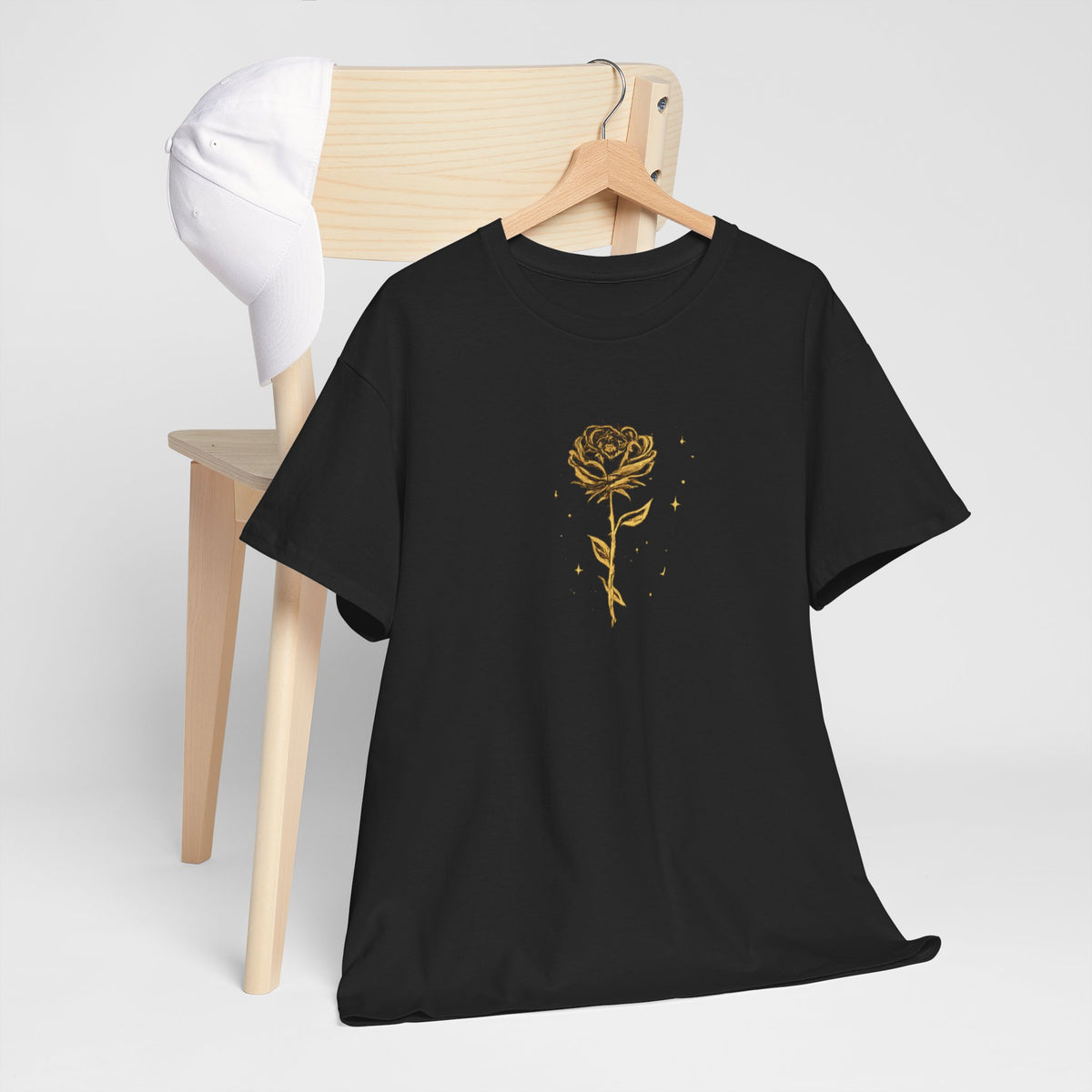 Alhamdulillah Golden Rose Tee — Islamic Calligraphy Floral Graphic Shirt. Ramadan special