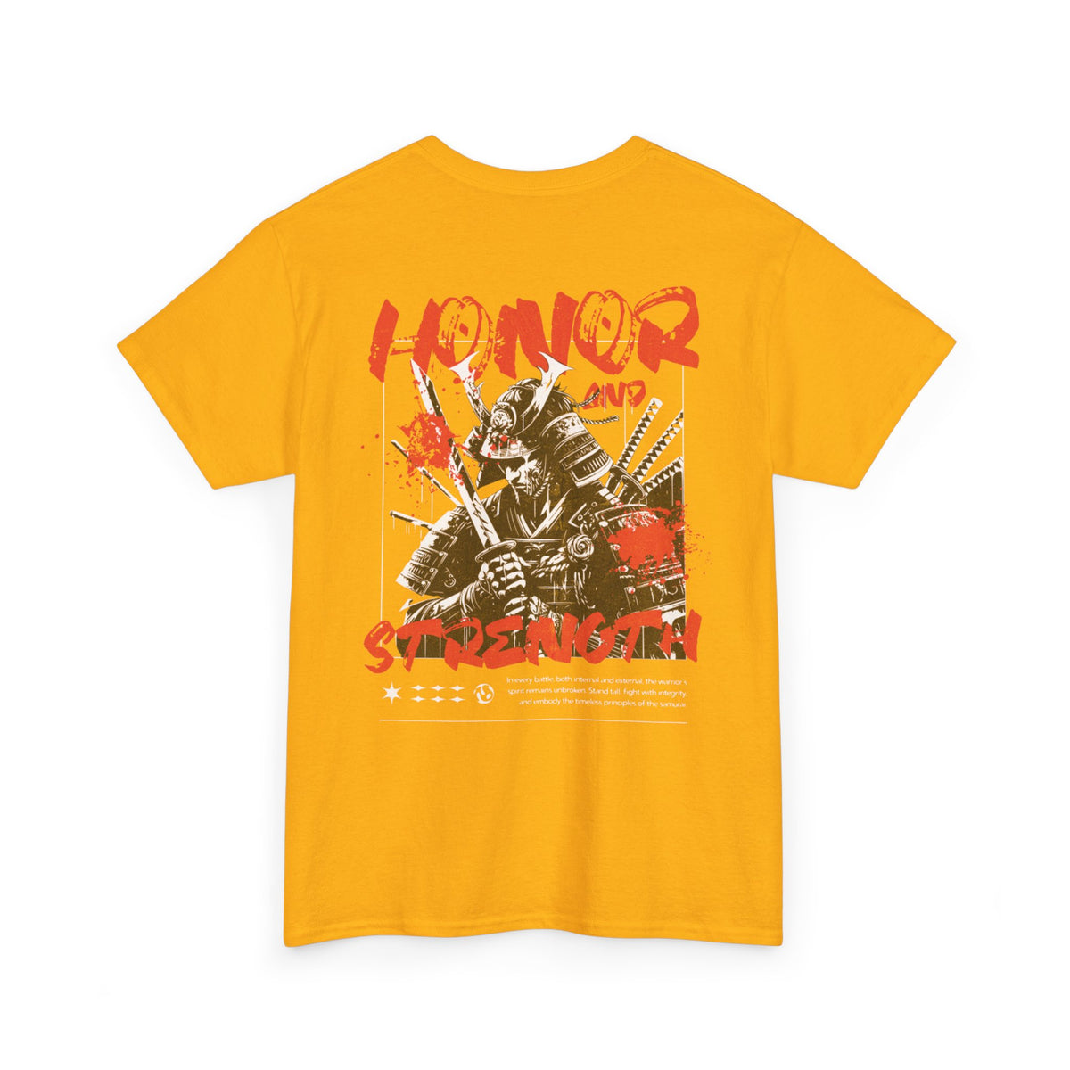Honor and Strength Samurai T‑Shirt    Red Kanji Graphic Tee