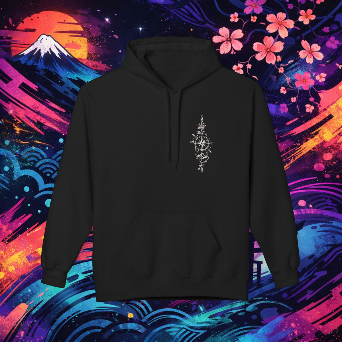 Compass World Map Hoodie — Adventure Travel Graphic Pullover