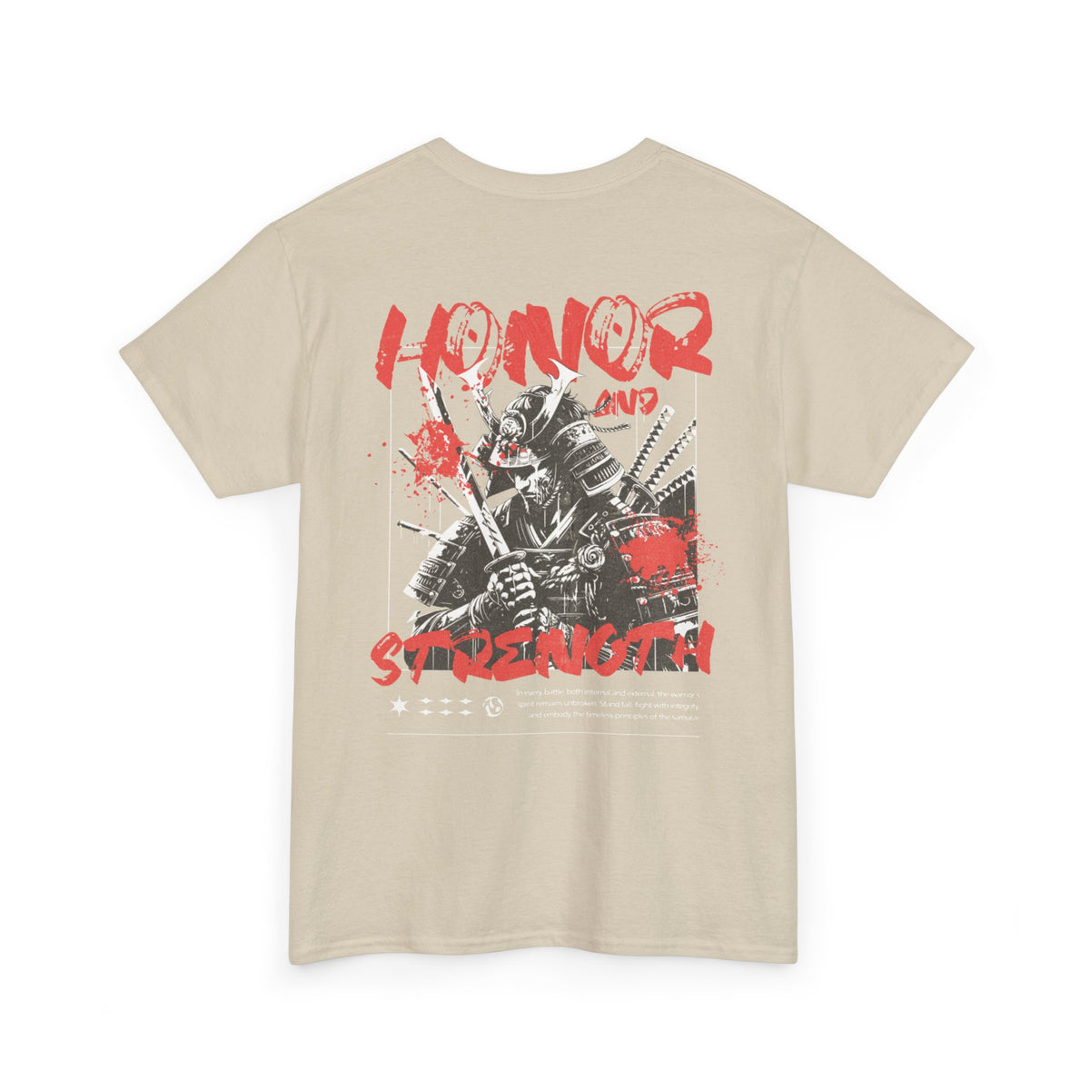 Honor and Strength Samurai T‑Shirt    Red Kanji Graphic Tee