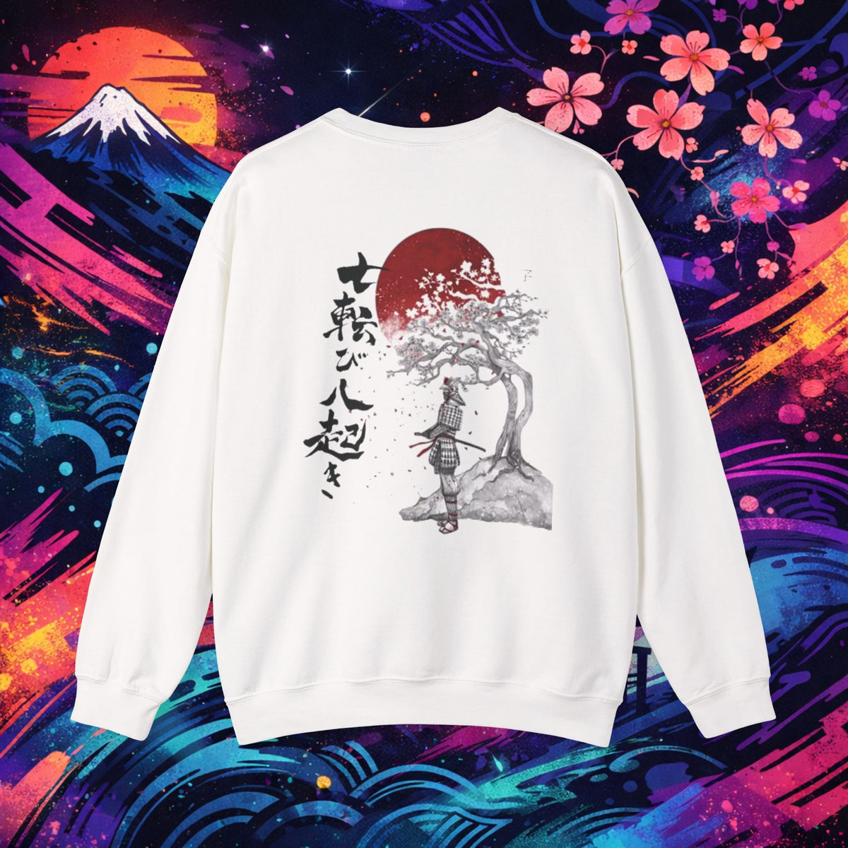 Copy of Samurai Sunset Crewneck Sweatshirt — Japanese Cherry Blossom & Red Sun Design
